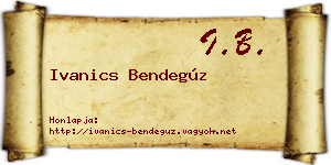 Ivanics Bendegúz névjegykártya
